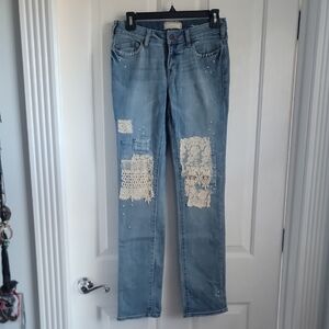 Sundance Light Blue Jeans with Cream Lace Accents Magnolia 27